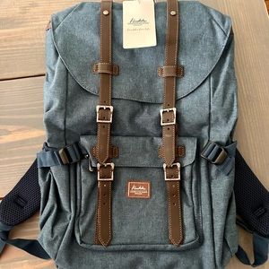 Kaukko Canvas Travel Backpack Laptop Messenger Bag Teal/Blue